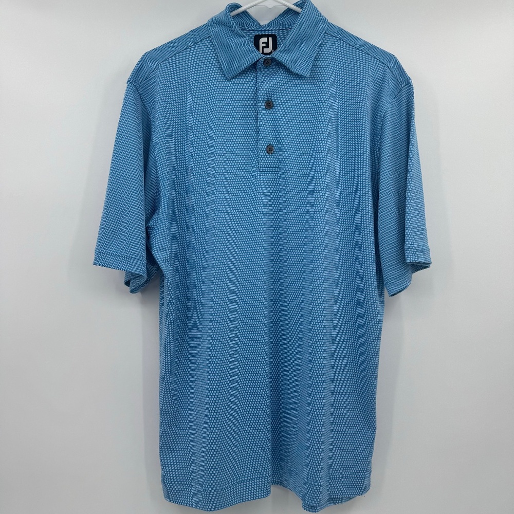 FootJoy Polo Shirt Men Medium Blue Stripe Golf Performance Short Sleeves Stretch